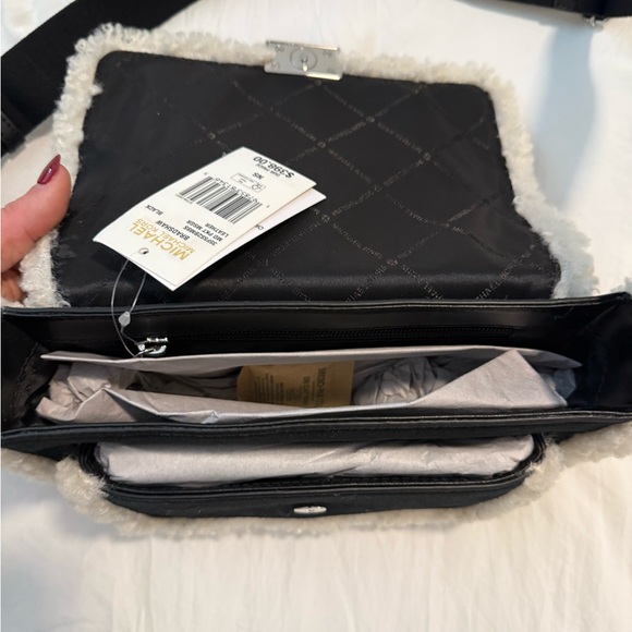 Michael Kors Bradshaw Medium Suede and Faux Shearling Messenger Bag - Picture 6 of 7